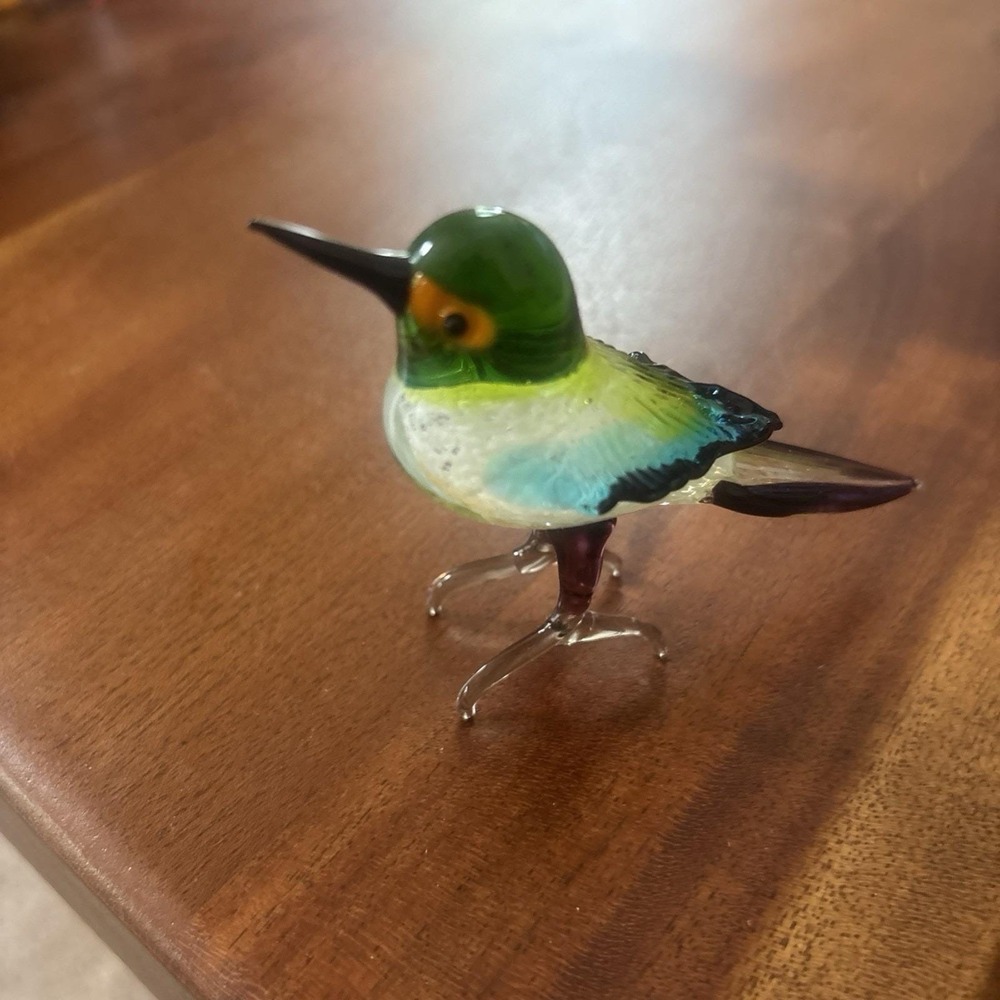Tooarts Black Beak Bird Glass Ornament/Sculpture Beautiful